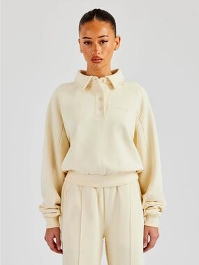 Cernucci - Washed Polo Sweatshirt & Wide Leg Jogger - Butter Yellow SET